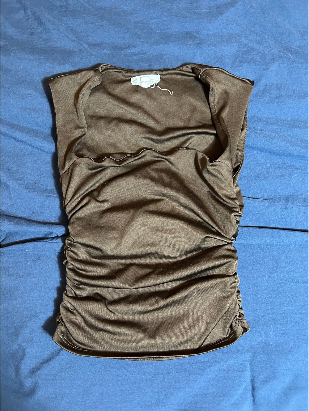 Live in the Moment Brown Ruched Sleeveless Top XS